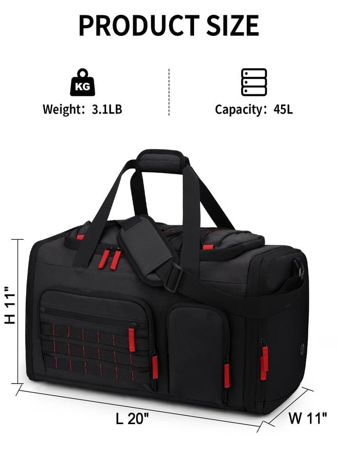DD DEVILLI Gym Bags for Men Women, 45L Sports Travel Duffle Bag with Shoe Compartment, 3 in 1 Weekener Overnight Backpack with Wet Pocket, Black - Image 2